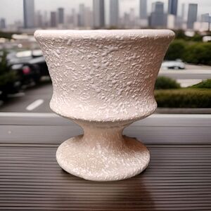 Vtg. Original USA Pottery Ivory & White Splatter Glaze Atomic MCM Orig.